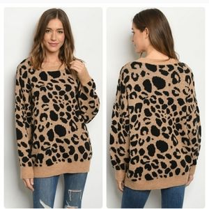 O&O wool blend animal print sweater black M/L